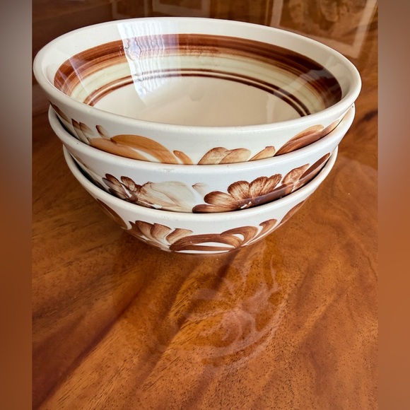Other - Vintage ✔️Decorative Floral Ceramic Serving Bowl - Brown Cream hand painted